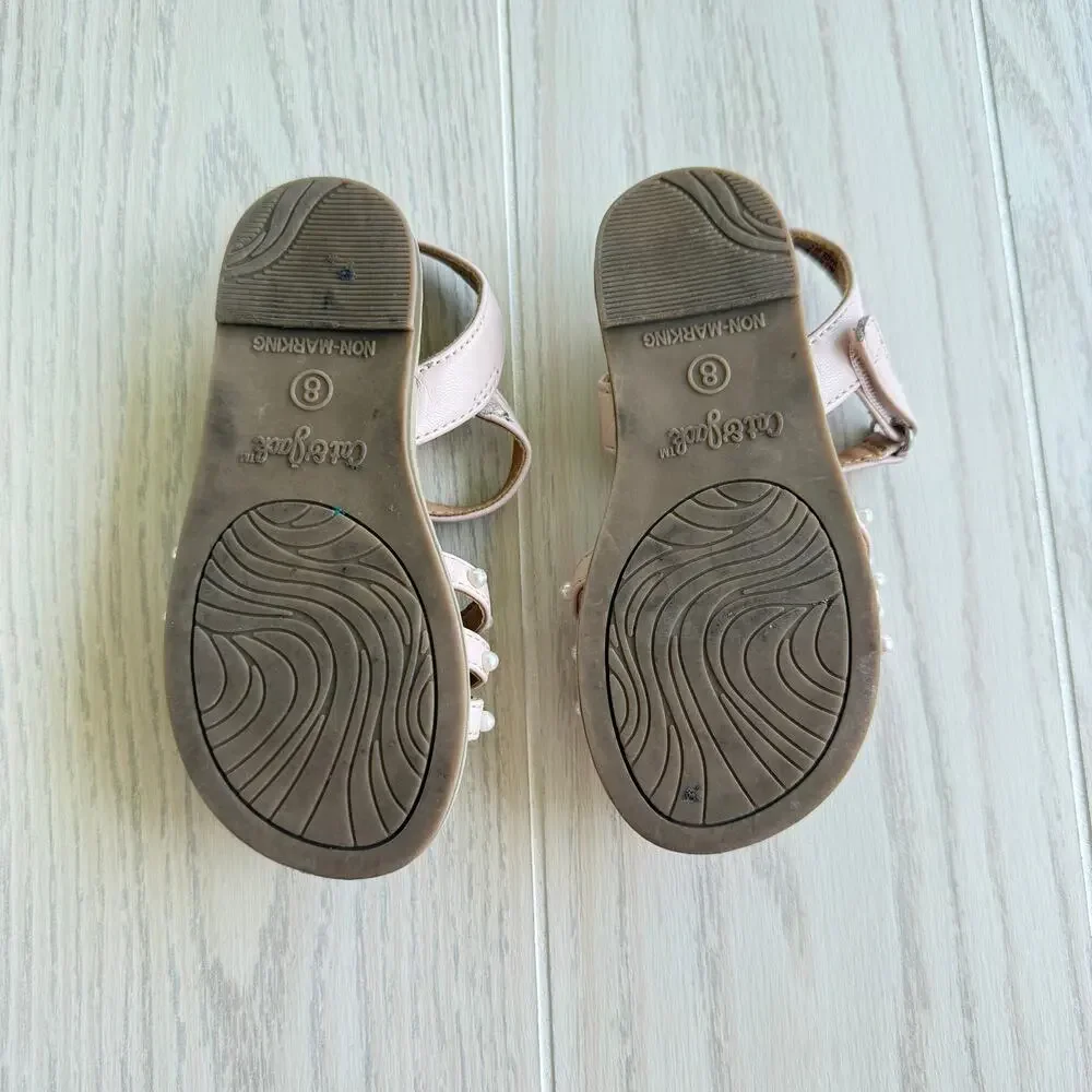 Cat & Jack Toddler Girls Jen Pearl Strap Sandals, Size 8T
